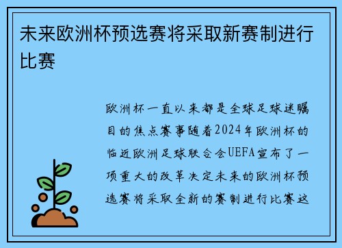 未来欧洲杯预选赛将采取新赛制进行比赛